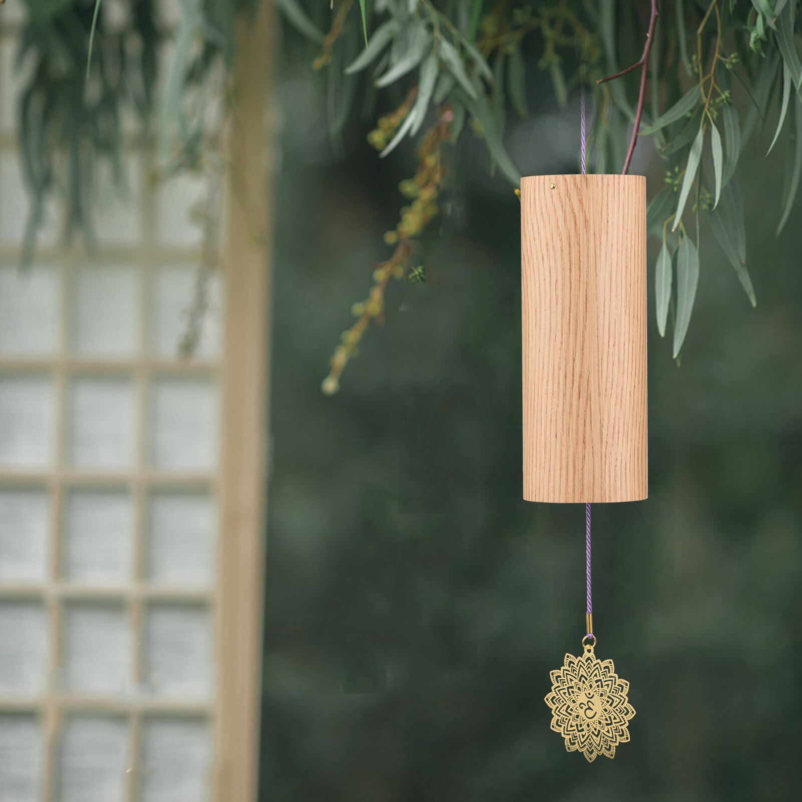 Chakra Chimes Natural Bamboo Wind Chimes Meditation Chord Windchime Windbell for Outdoor Garden Patio Home Decoration Zen