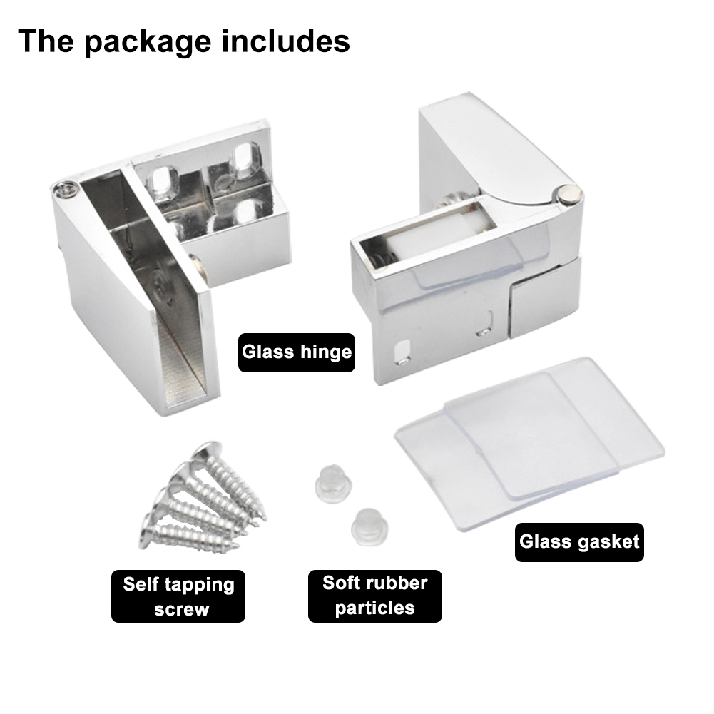1 pair Self-closing Glass Door Hinge No Drilling Frameless Clamp Side Mounted Zinc Alloy Hardware Furniture Accessories
