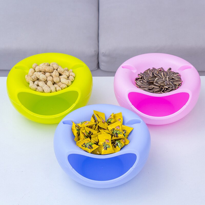 Recipiente para fruta de plástico, artefacto para melón, caja redonda de dulces de doble capa desmontable, almacenamiento XI305933