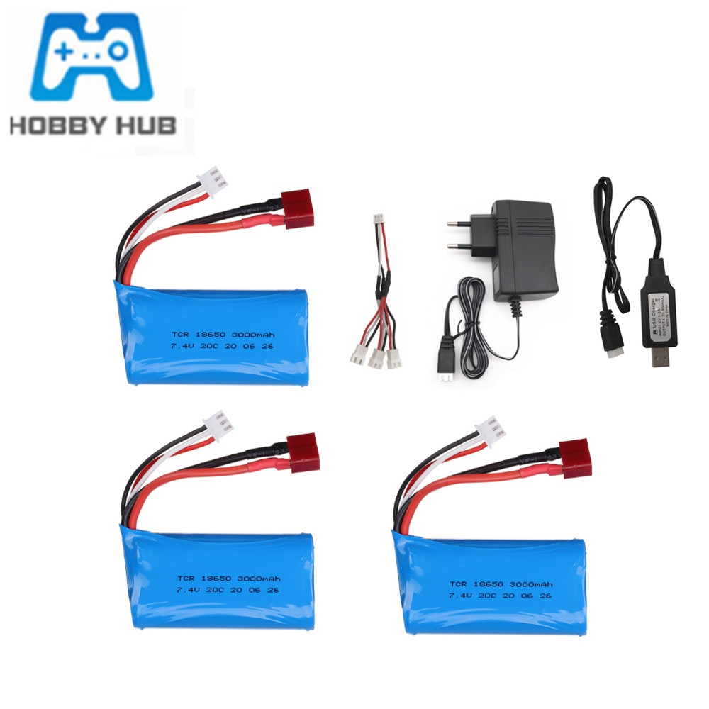 7.4V 3000mAh lipo Battery 18650 for Q46 Wltoys 10428 /12428/12423 RC Car Spare Parts 7.4V 2S battery with charger for toys parts