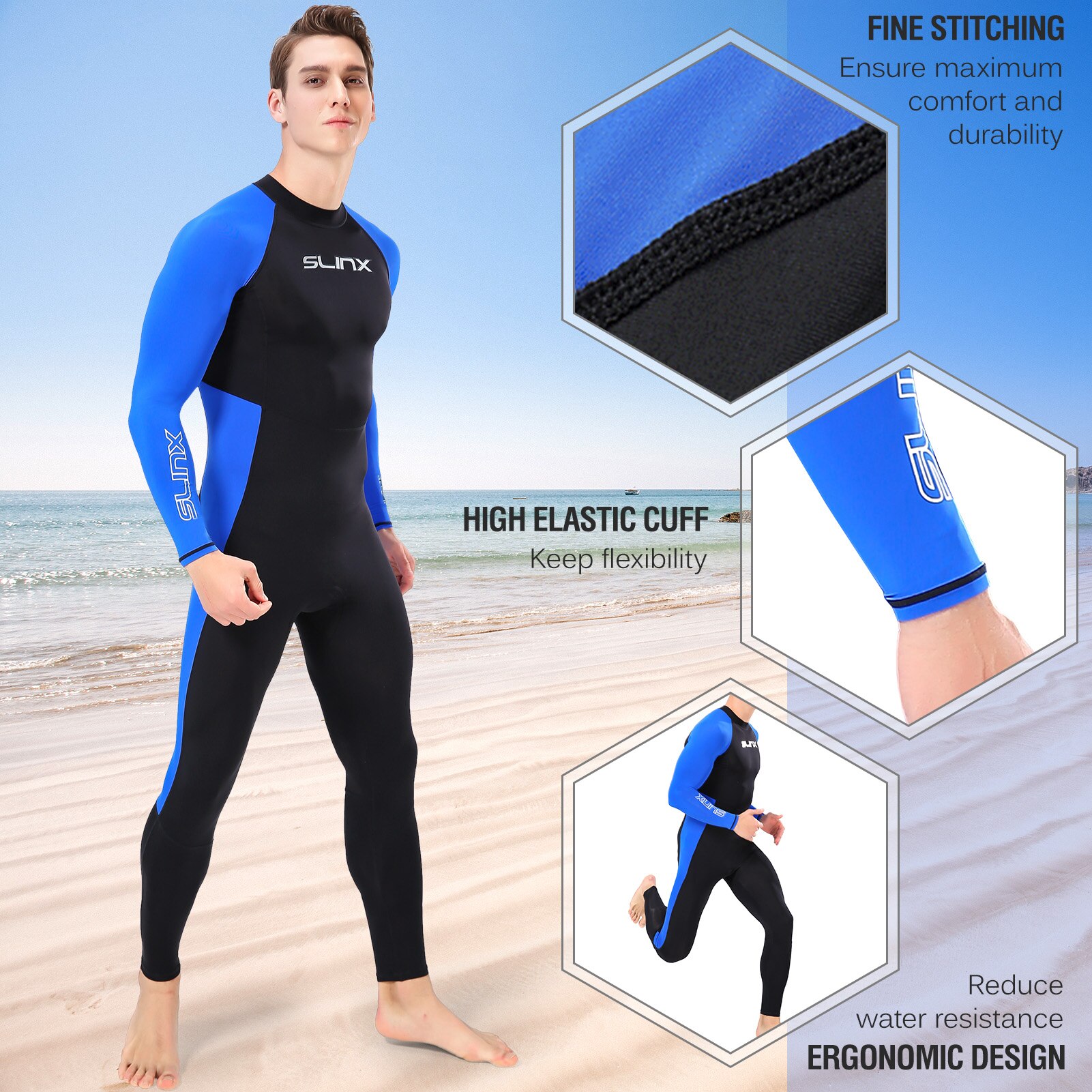 Full-body Men Lycra Wetsuit Surfing Swimming Diving Suit Triathlon Wet Suit for Cold Water Scuba Snorkeling Spearfishing