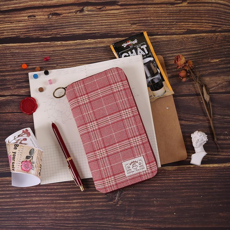 Kinbor Schotse Plaid Stijl Rits Tas Wekelijkse Planner Stof Cover Dagelijkse Plan Agenda Notepad Leuke Journal Reizigers Notebook