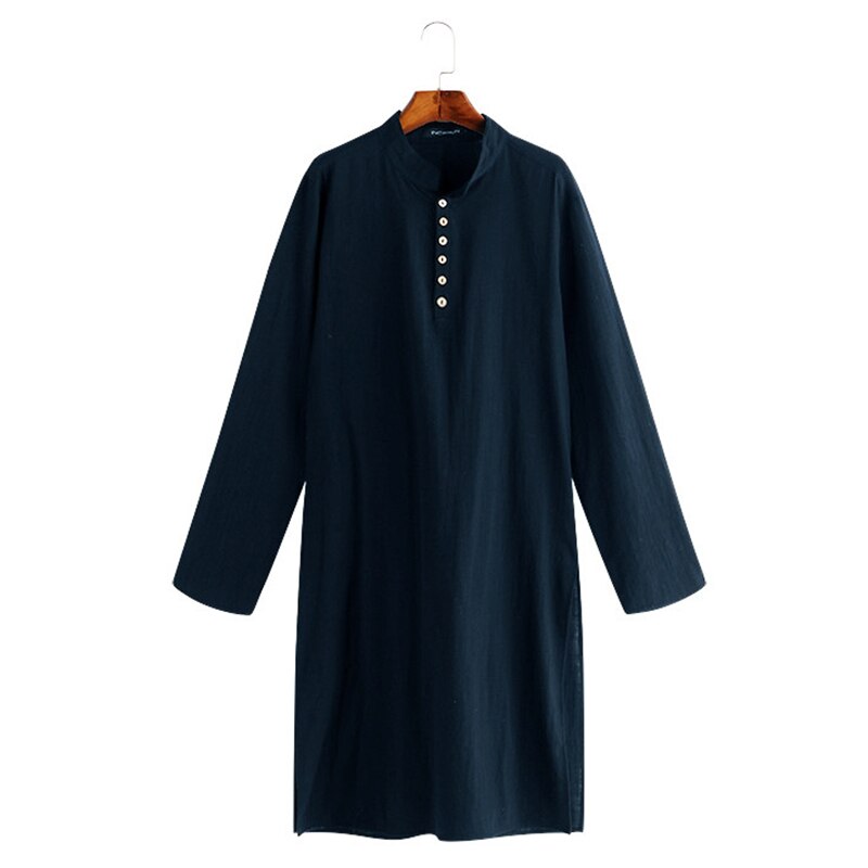 Lange gewaden voor mannen, arabische moslim, karftan, dubai, saoedi-arabië, effen, casual islamitische kleding voor mannen, arabische jubba thobe s -5xl: Marine / 5xl