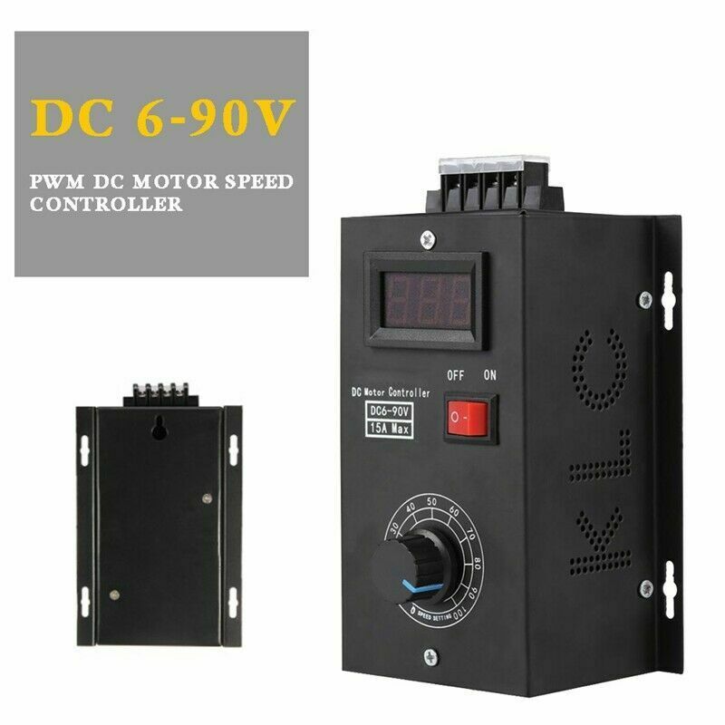 Dc 6-90v pwm dc motor hastighedsregulator regulator plc 15a regulator volt display