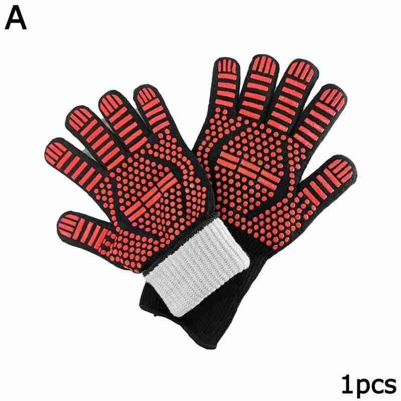 Guantes de cocina para parrilla y barbacoa, resistentes al calor extremo, guantes de soldadura para horno para barbacoa, utensilios de cocina resistentes al calor, 1 pz: A