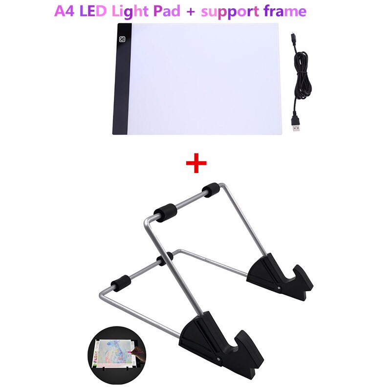 LED Diamond Painting Light Pad Lightpad Board Diamond Painting Accessories Tool Kits A4 A5 Drawing Graphic Tablet Box: violet
