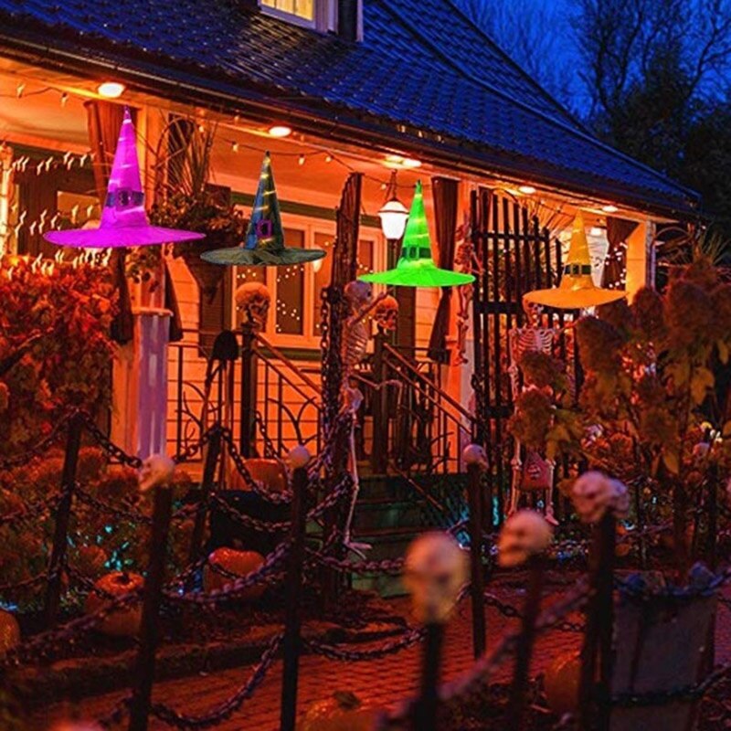 Halloween dekorasjon hage farge vakker år hekselue lysfjæringe jul ledet glødende hatt tre festival