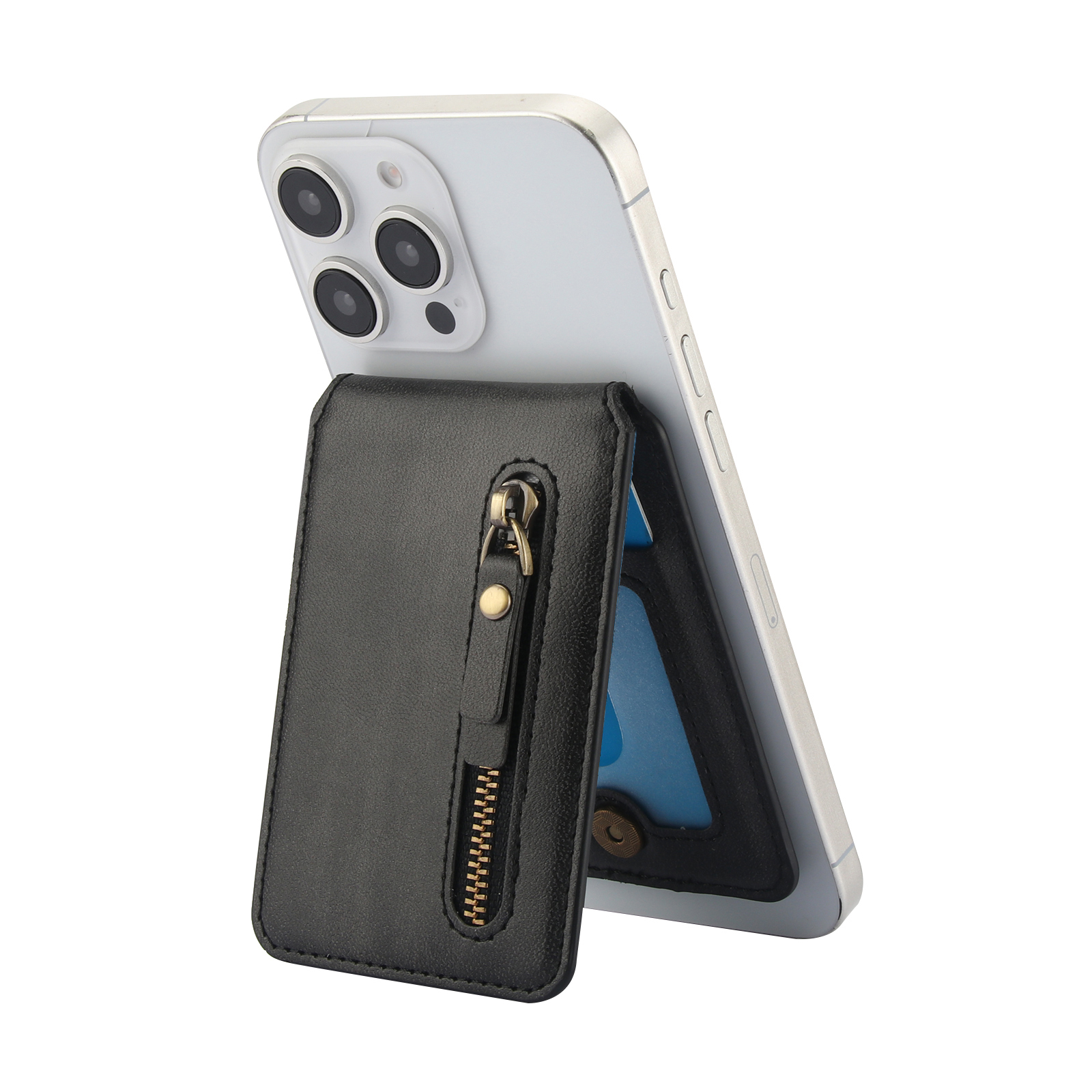 Magnetisk kortholder med glidelås, lommebok med vertikal åpning til magsafe, til iphone 16 pro max , 15 14 12, 13 deksel, tilbehør, veske