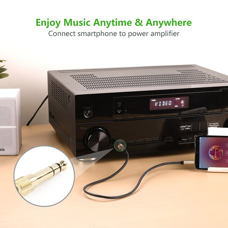 Jack 6.35mm Male To 3.5mm Female Adapter Connector Headphone Audio Adapter Amplifier Microphone AUX Cable With 6.35 3.5 MM Jack