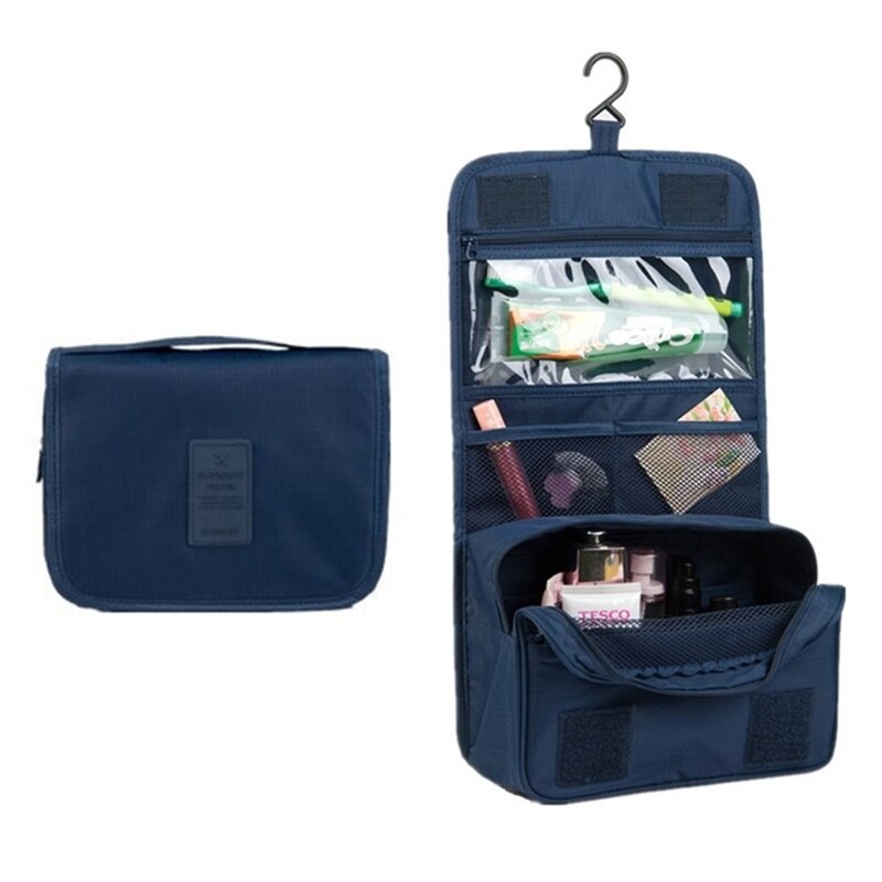 Women's Travel Portable Waterproof Cosmetic Bag Beautician Hanging Toiletry Bags make up Organizer Men women Makeup toilet bag: Deep Blue