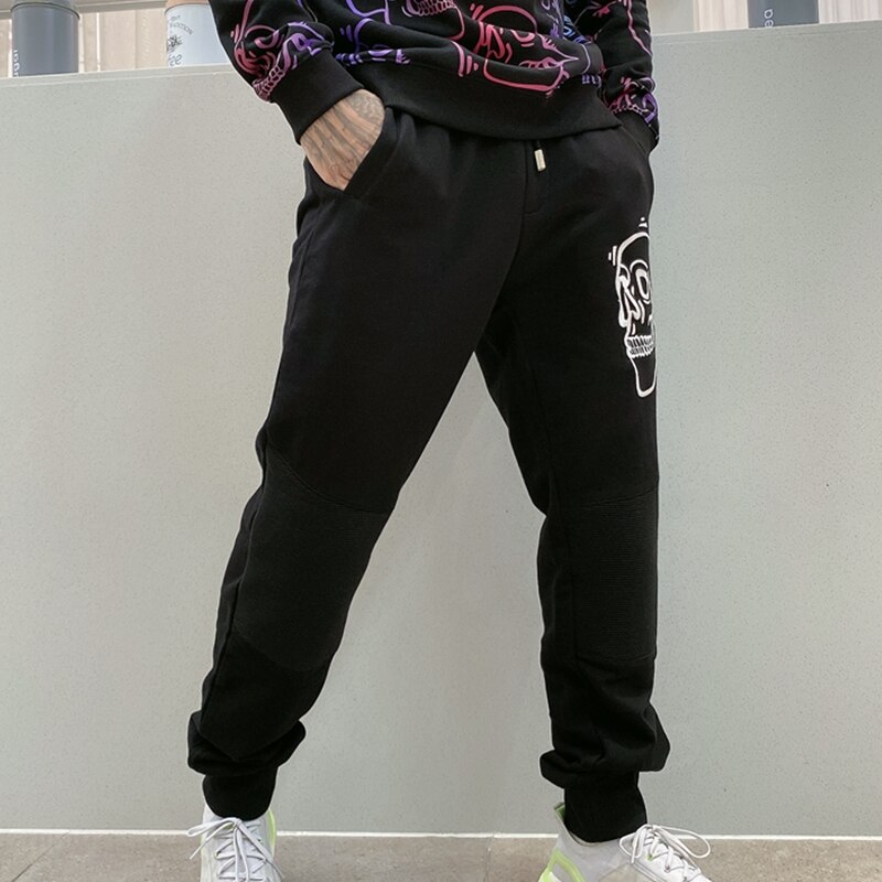 Alex plein joggingbroek met schedelborduursel, trainingsbroek voor heren, streetwear, hiphop trainingspak, joggingsbroeken, herenkleding, sportkleding