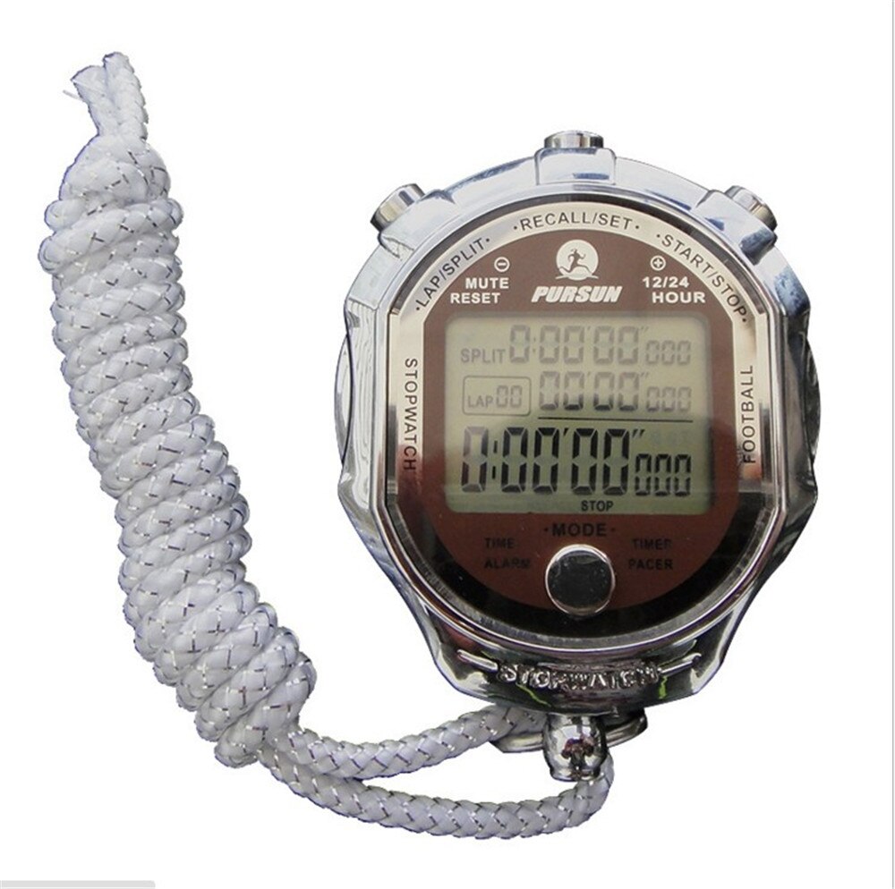 Digitale Metall Stoppuhr 1/1000 Zweite FußBall Sport Chronograph Zähler Countdown-Timer Große Anzeige Metronom Alarm Uhr