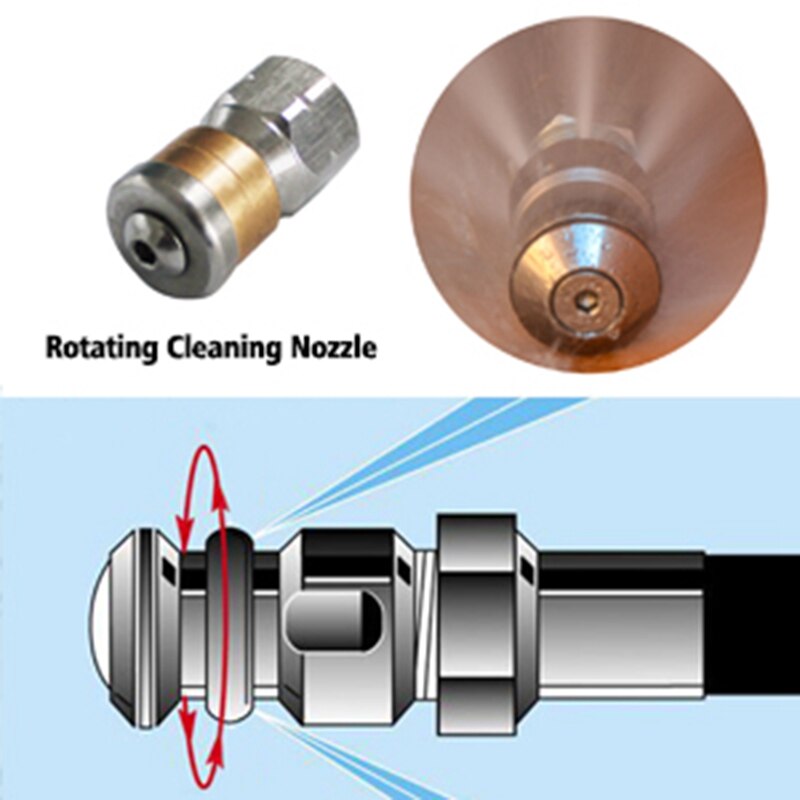Sewer Jetter Hose Nozzle,High Pressure Washer Hose Nozzle,1 Button Nose Nozzle &amp; 1 Rotating Nozzle,1/4 Inch Pack of 2