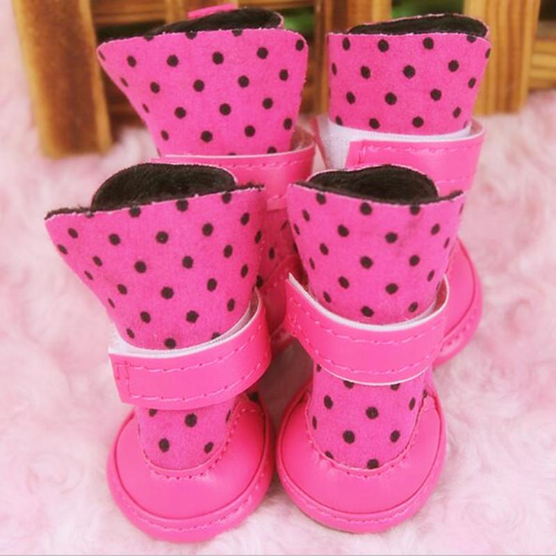 anti-slip winter warm Dog boots waterproof Elastic Dot pet cat Shoes for Small dogs Teddy Puppy soft bottom