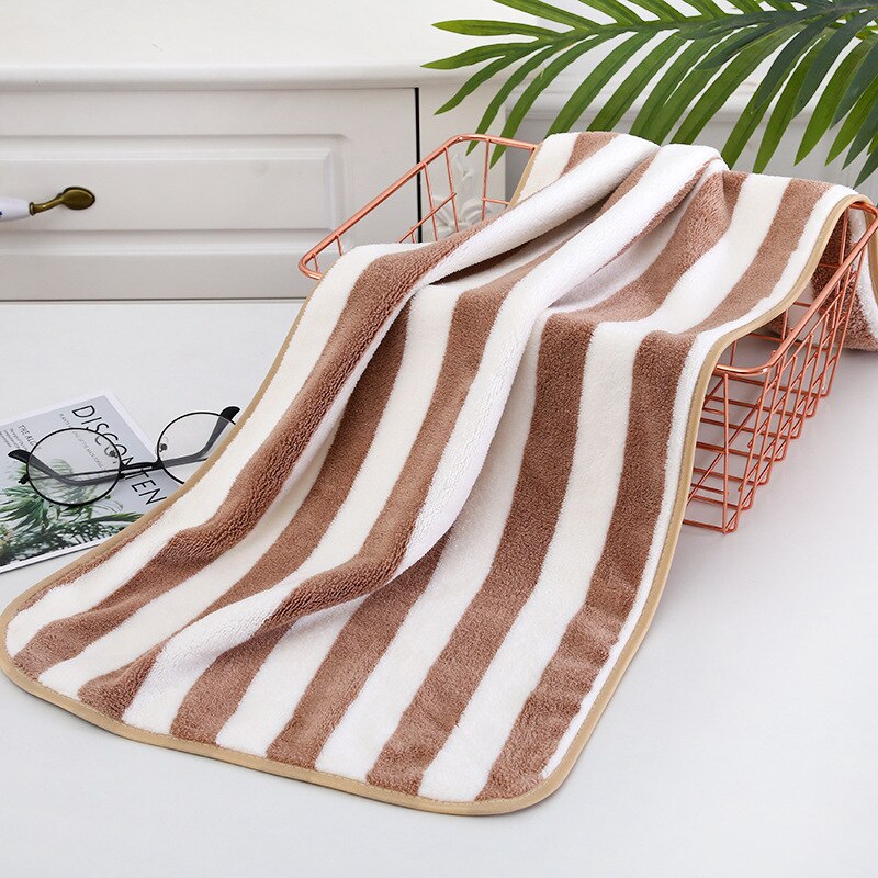 Microfiber Saliva Wide stripes Towel Thicken For Face Hand Sport Handkerchief Children Adult Women Girl Boy: brown