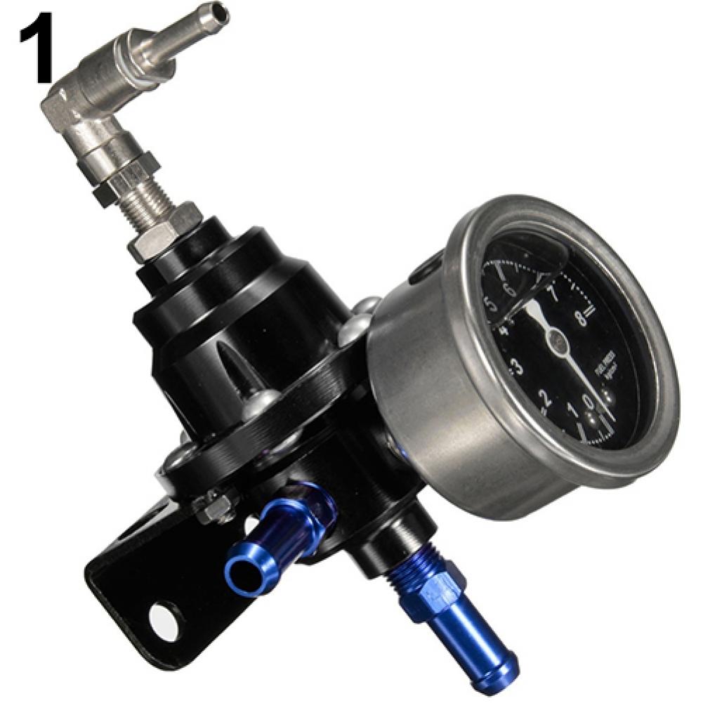 Universal Adjustable Auto Car Fuel Pressure Regulator with kPa Oil Gauge Kit: Black