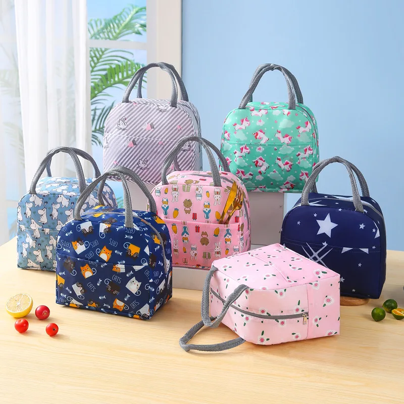 Bolsa de almuerzo con asa, bolsa térmica aislante para mujer y niño, fiambrera para picnic, viaje, almacenamiento de frutas y alimentos, bolsas térmicas para desayuno: Gris