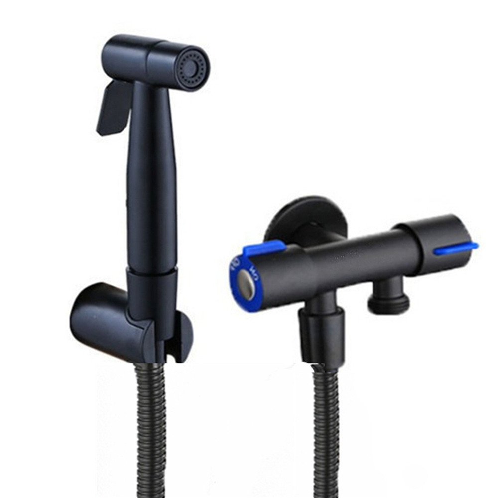 Rvs Bidet Set Zwarte Badkamer Kraan Spuit Handheld Bidet Voor Floor Cleaning Spray Keuken Hand Spray Bidet