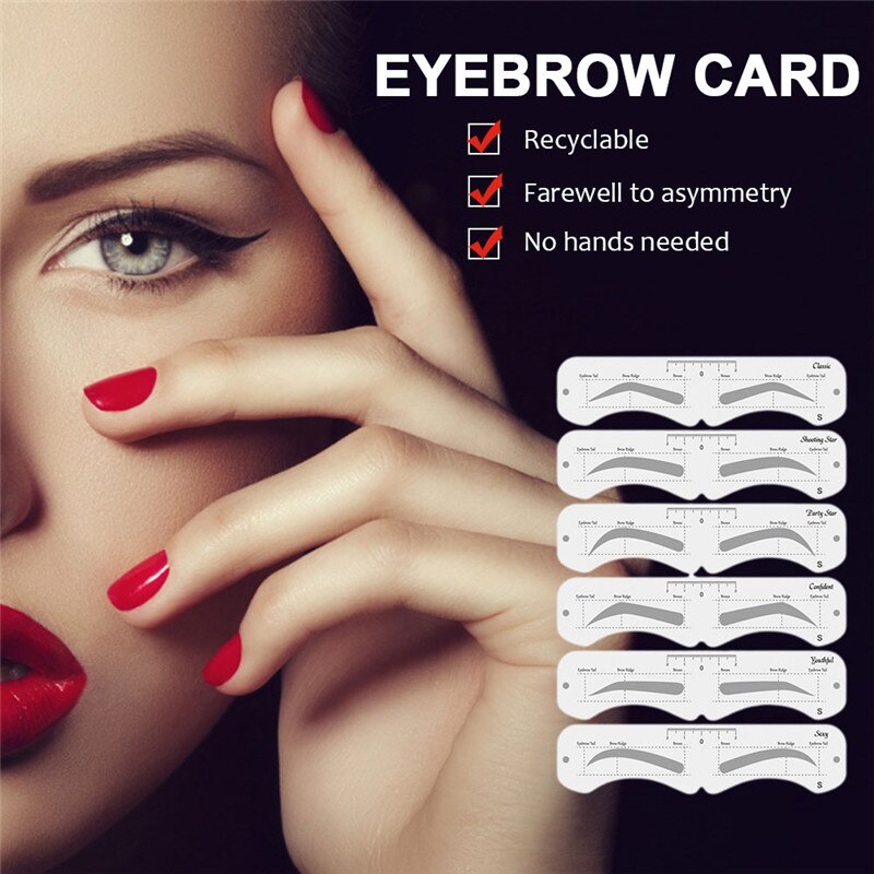 6Pcs/set Reusable Eyebrow Stencil Eyebrow Shaping Stencils Grooming Kit Makeup Shaper Set Template Tool