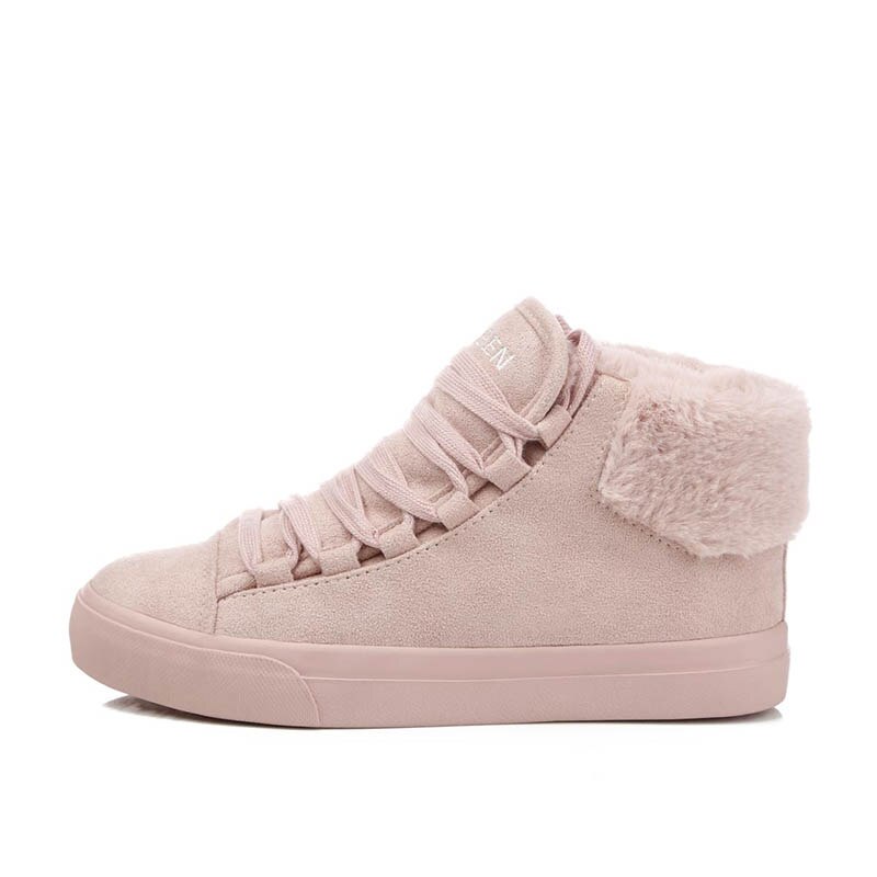 Botas de felpa cálidas para mujer, zapatos informales con plumas de ante para exterior, botas de nieve duraderas para mujer, calzado para mujer