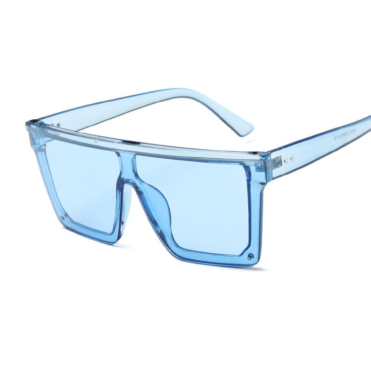 Oversized Zonnebril Vrouwen Big Frame Vierkante Platte Top Klinknagel Zonnebril Vrouwelijke Vrouwen/Mannen Vintage Spiegel Shades Gradiënt UV400: Blue