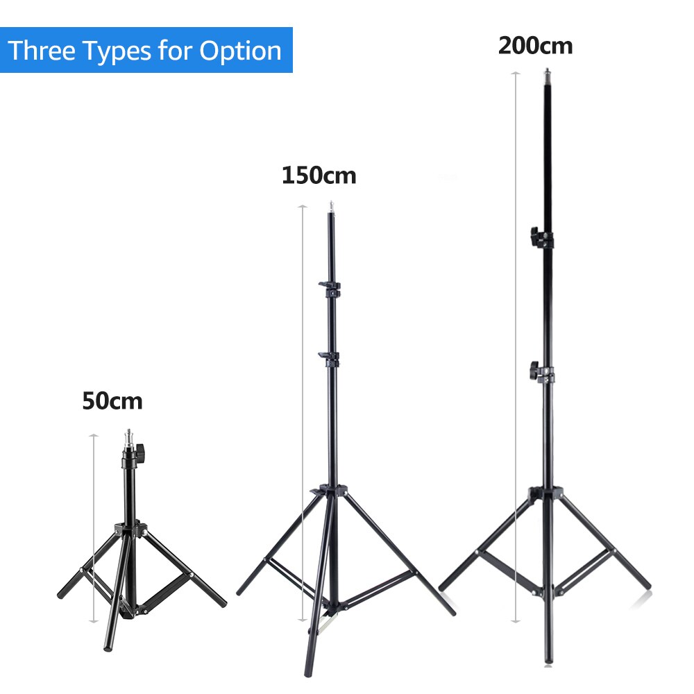 50/150/200cm Light Stand Tripod Adjustable Height Aluminum Alloy 1/4 Inches Screw for Photography LED Lights Tripod Head Softbox