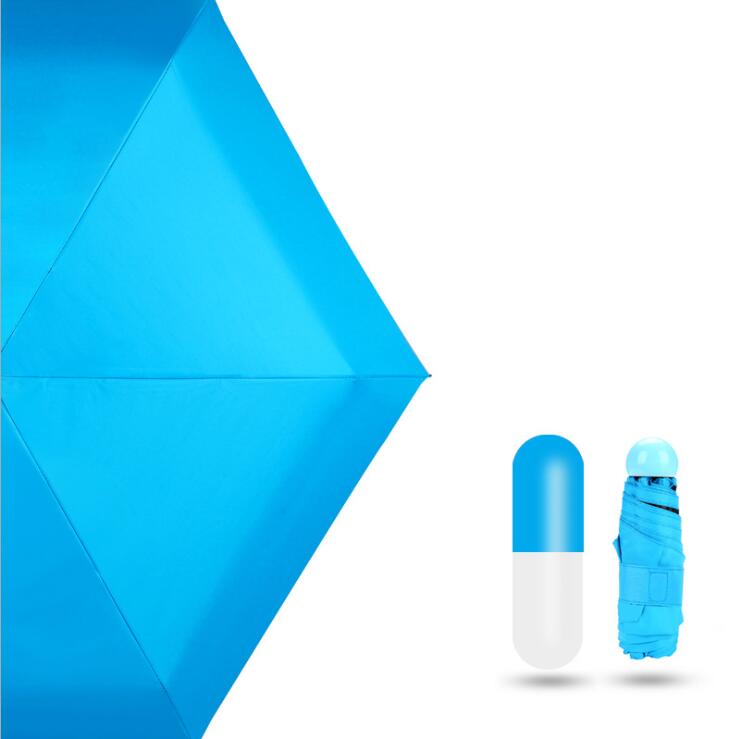 Paraguas plegables compactos de lluvia para niños, paraguas Mini cápsula para mujeres, paraguas transparente de bolsillo, paraguas Anti-UV a prueba de viento: blue