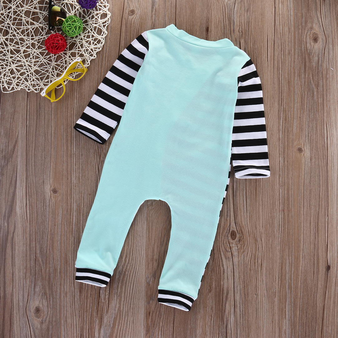 Autumn Infant Baby Girl Boy Stripe Arrow Print Romper Striped Splice Long Sleeve Jumpsuit Outfits Clothes