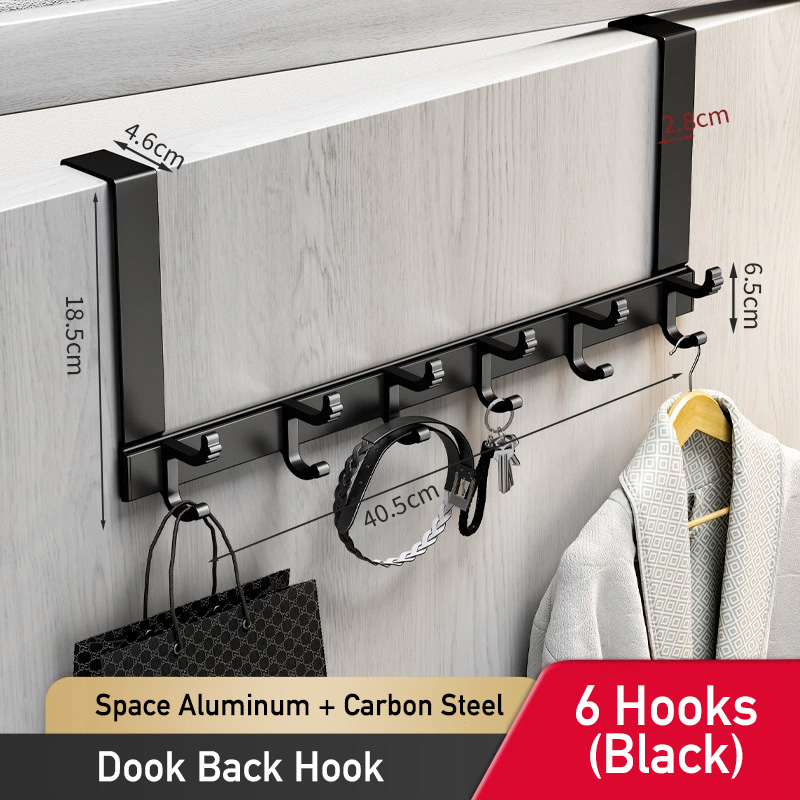 Metal dørbøjle til hjemmet køkken badeværelse bruserum over døren kroge aftagelig tøj frakkeophæng opbevaring organisering: Mørkegrå