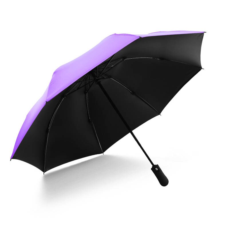 Solid Color Fully Automatic Folding Umbrella Business Gentleman An Open Short Handle Umbrella: Purple