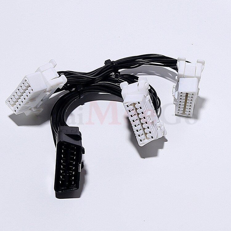 Car Diagnostic Electronic Wire Cable OBD2 16PIN Male to 3 Female For ELM327 OBD2 16PIN Connector Adapter White Wire