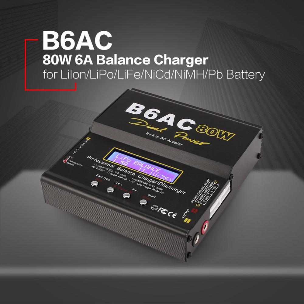 IMAX-cargador de equilibrio iMAX B6/6AC EU/US 80W 6A Lipo NiMh Li-ion ni-cd RC, descargador de 10w 2A con adaptador de 15V/6A AC/DC para batería de modelo RC: B6AC T plug