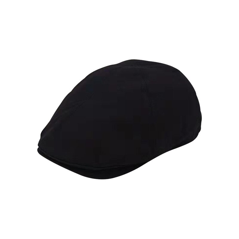 Gorro de boina de algodón liso para hombre, gorra ajustable, sombrero de vaquero, para Golf, conducción, verano, plano: A