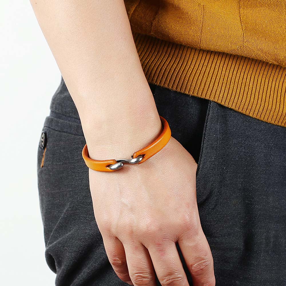 Black Cuff Punk Bangle Bracelet Vintage Simple Leather Bracelet Men Wristband Bangles Male Trendy Jewelry