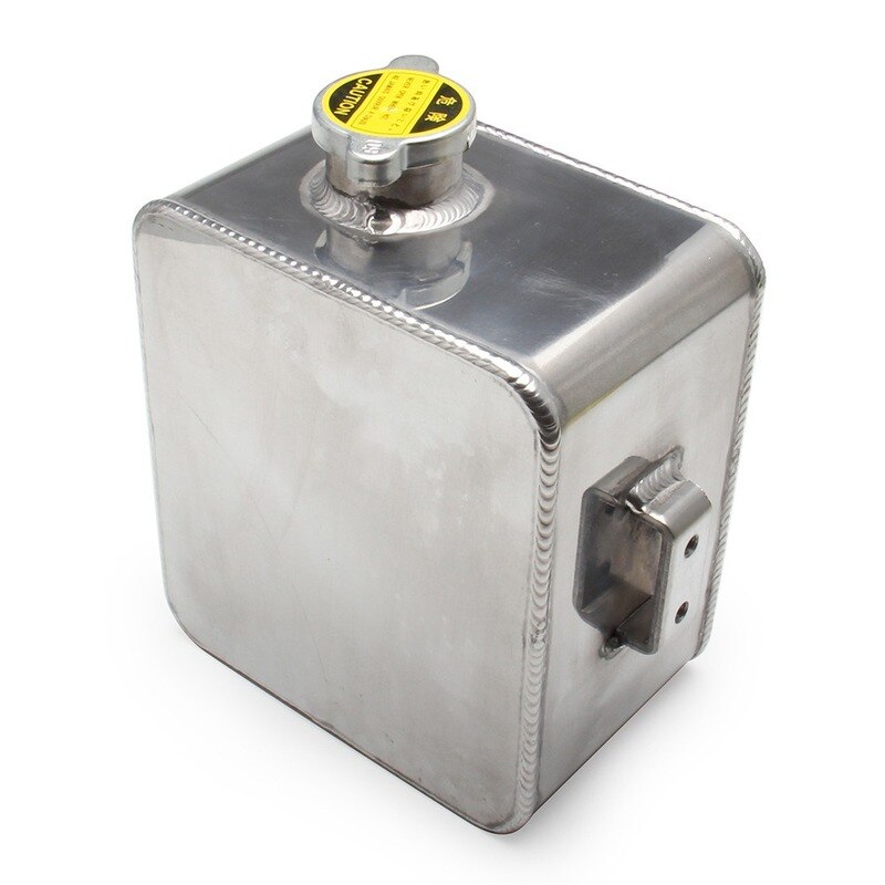 Botella de desbordamiento de refrigerante para radiador Universal de coche, kit de piezas de depósito de desbordamiento de refrigerante, tanque de agua de recuperación, 2,5l de aluminio, 1 ud.: Plata