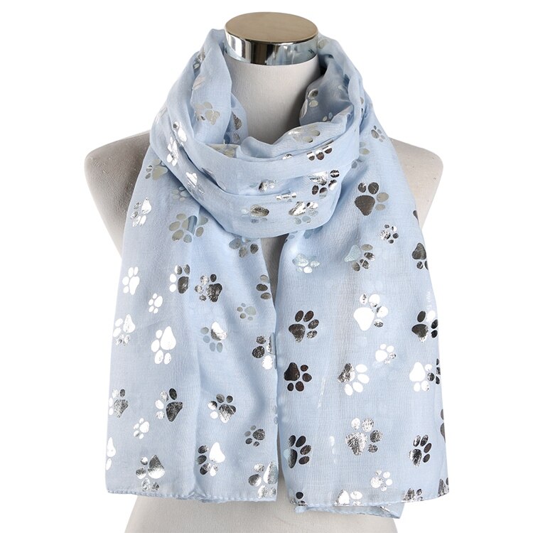 FOXMOTHER Neue Blau Grau Weiß Farbe Folie Splitter Katze Hund Pfote Schal Snood Ring Unendlichkeit Schal Frauen Damen: Himmel-Blau