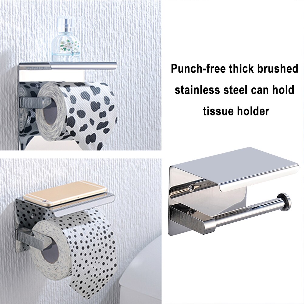 Wall Mounted Tissue Holder Paper Towel Holder Bathroom Toilet Roll Holder Stainless Steel Bathroom Tissue Rack Bathroom Product