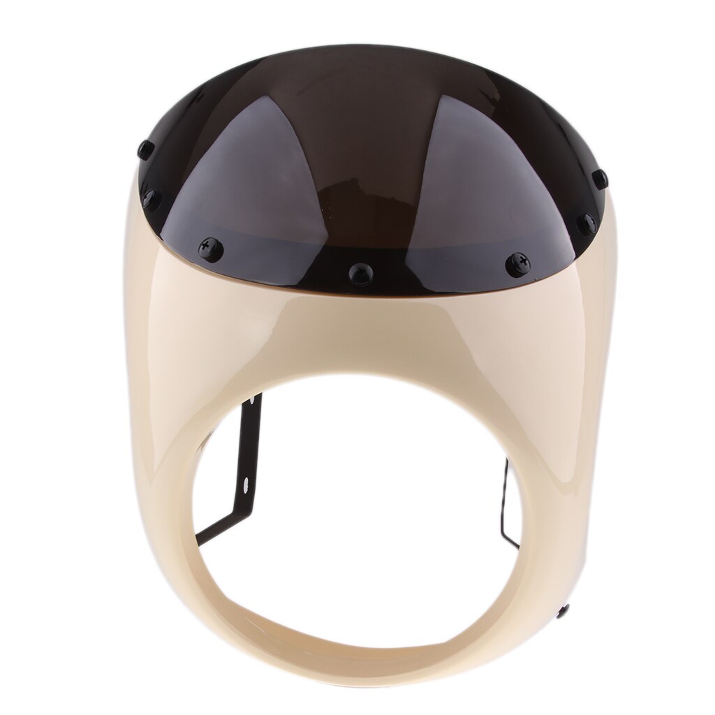 Retro cafe racer style 7 '' strålkastarlampa styret kåpa vindruta universell: Vit
