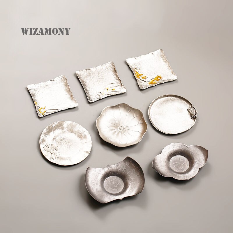 Wizamony 1 st rent handgjorda kinesiska däck tefat tefat tebricka värmeisolerande teservis liten tallrik