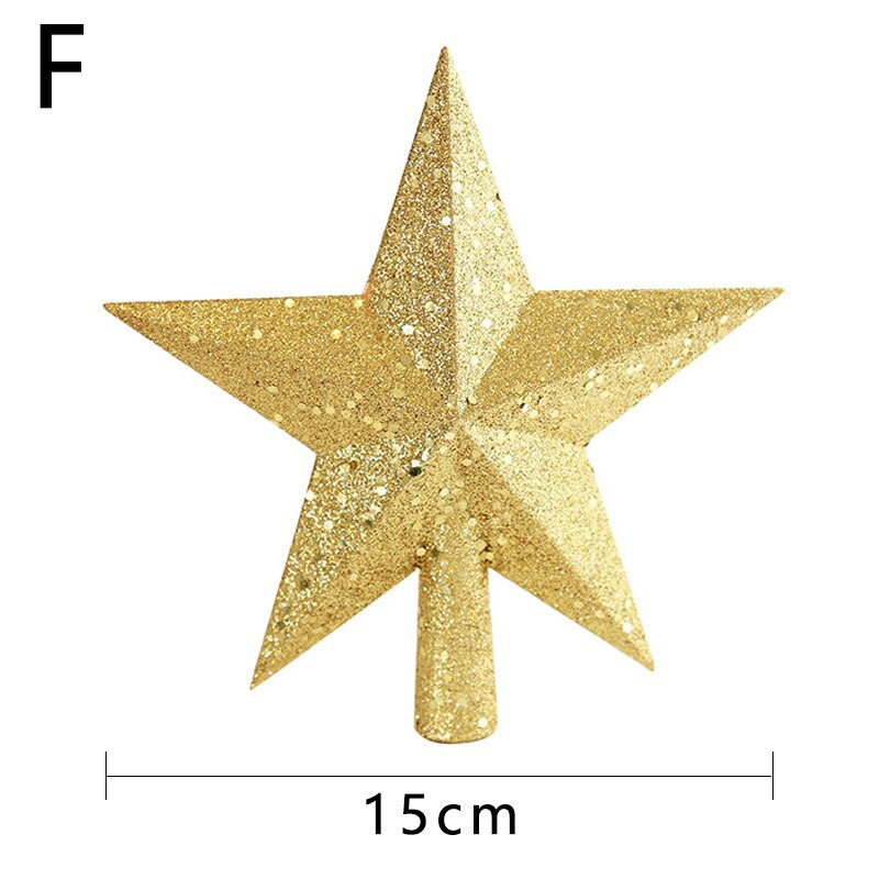 10/15/20cm juledekorationer juletræ top stjerne fem-peget stjerne vedhæng ornament til juletræ topper forsyninger: F