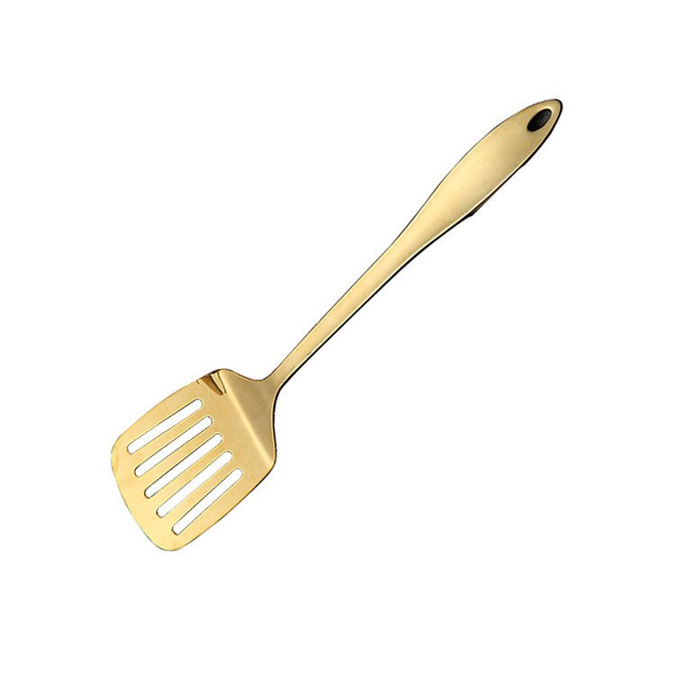 1pc guld titanium rustfrit stål køkkenredskaber ske skeovn køkkengrej køkkenredskaber cocina utensilios spatel slev køkkenudstyr: Stegt skovl