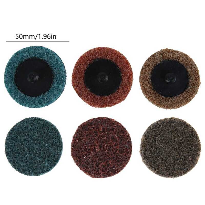 46PCS Sanding Discs Set Roll Lock Surface 3 Colors 50mm Burr Polishing Disc Sandpaper Quick Change Disc for Rotary Tools