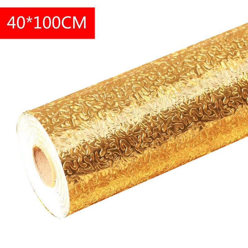 Goud Kachel Keuken Olie Proof Sticker Hoge Temperatuur Sticker Zelfklevende Slip Sticker Folie Kabinet Muur Aluminium Ho A5A1: D