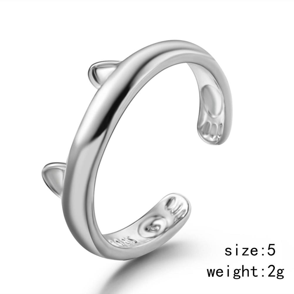 Mode Schattige Dier Opening Ring Kat Klauw Hond Poot Vrouwen Meisje Eenvoudige Sieraden Open Verstelbare Kat Oor Bruiloft vinger Ring: 5