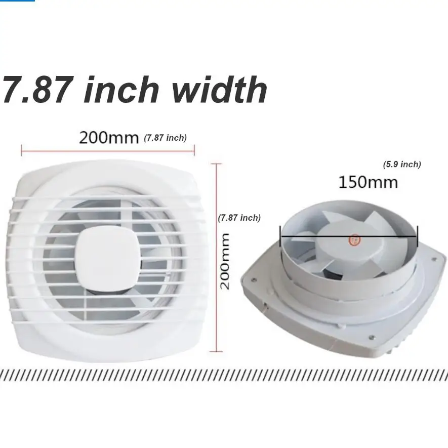220V 4/6/7inch 110/150/180mm silence Ventilating Strong Exhaust Extractor Fan for Window Wall Bathroom Toilet Kitchen Mounted: light green / AU