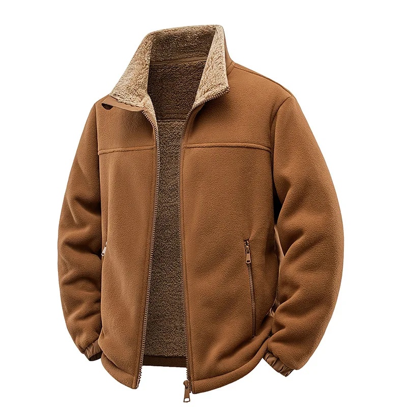 Chaqueta de lana gruesa para hombre, ropa de abrigo informal holgada de 400g de peso alto para otoño e invierno con relleno, abrigo holgado con cuello levantado: 5 XL / Rojo