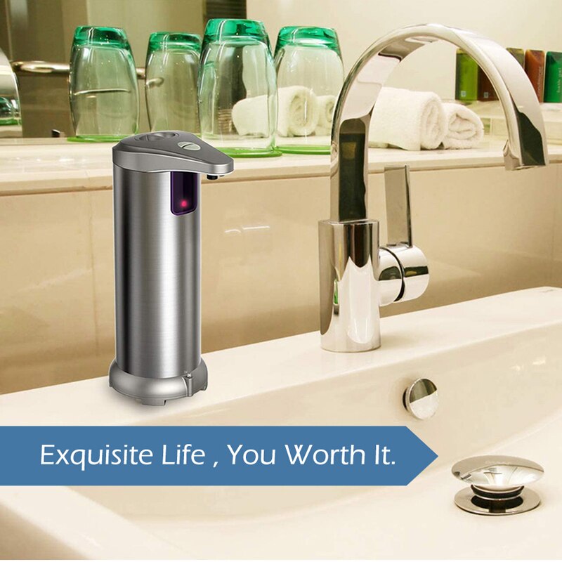 Beröringsfri dispenser för flytande tvål i rostfritt stål automatisk tvålautomat med sensor