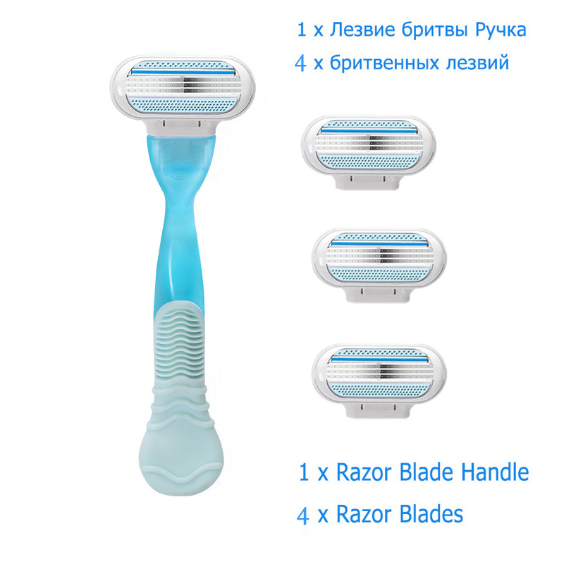 4 Uds. Cuchillas de afeitar para mujeres y 1 ud. Maquinilla de afeitar belleza seguridad cuchilla de afeitar para la cara y el cuerpo de las mujeres