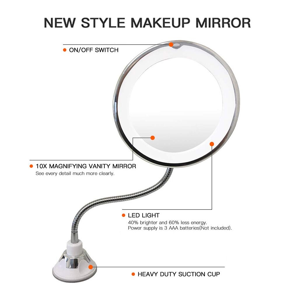 7 inch Makeup Mirror with Lights 10X Magnification Mirrors Light Vanity Mirror with LEDs MakeUp Mirror Travel Mirror Female