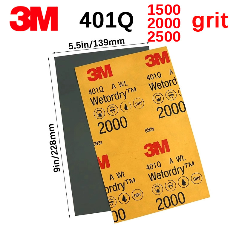 3M 401Q Auto Detaillierung Wasser Schleifpapier 3m Schleifpapier Körnung 1500 Körnung Körnung 2000 2500 Schleifen Farbe Kratzer Polieren: Gold / 5000